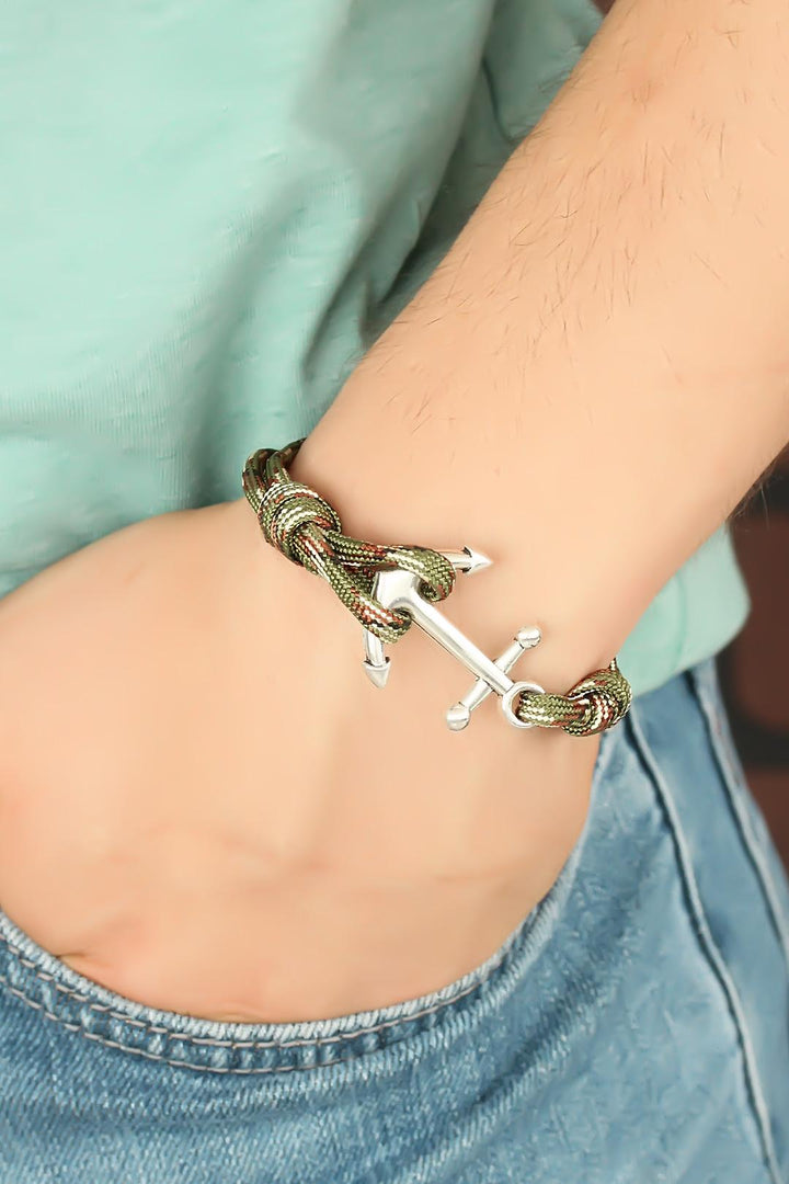 EBJ Green Color Patterned Metal Cuff Men's Bracelet - El Paso de Robles