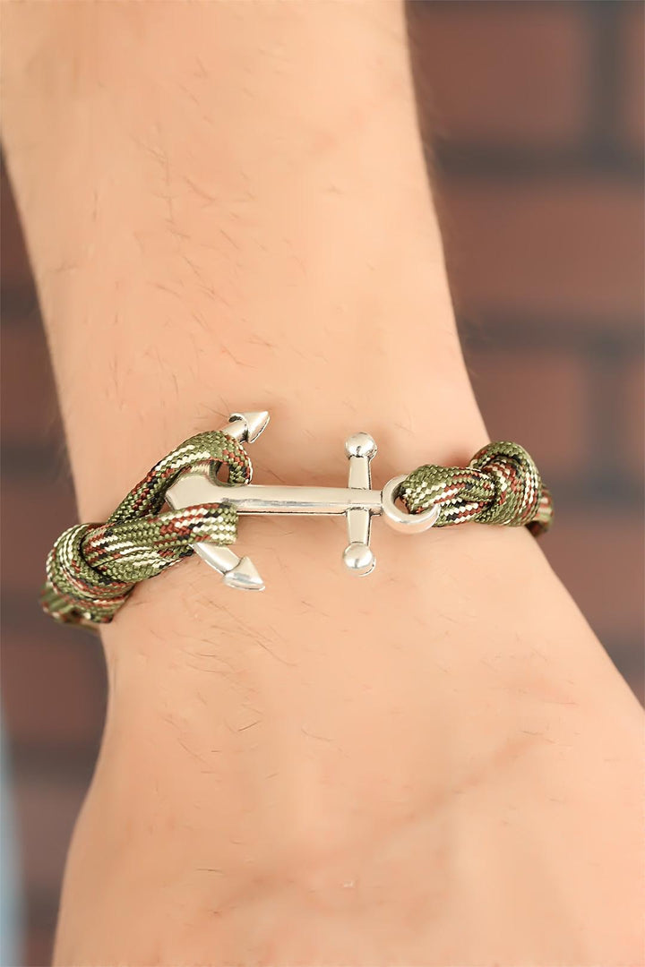EBJ Green Color Patterned Metal Cuff Men's Bracelet - El Paso de Robles