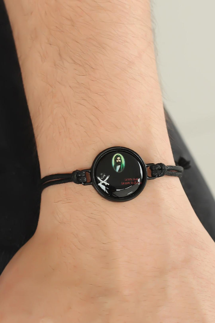 EBJ Adjustable Leather Black Color Ya Ali Men's Bracelet - Erftstadt