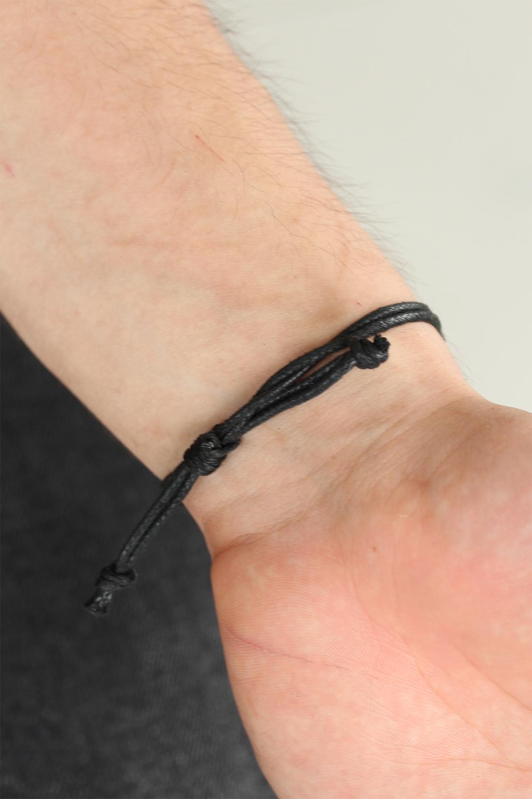 EBJ Adjustable Leather Black Color Erdal Bakkal Men's Bracelet - Richmond