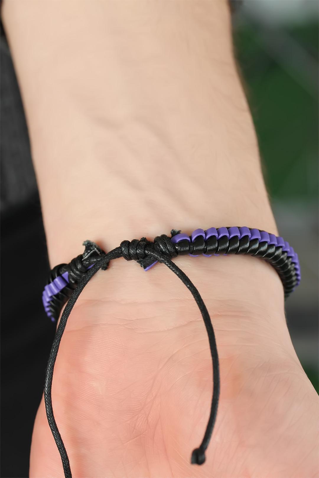 EBJ Purple Leather Men's Bracelet - Verona