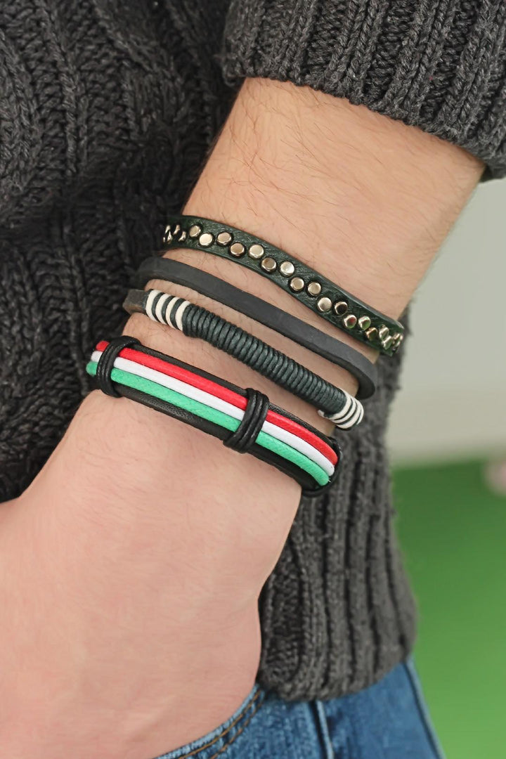 EBJ Mixed Color Multi Leather Men's Bracelet Combination - Norristown