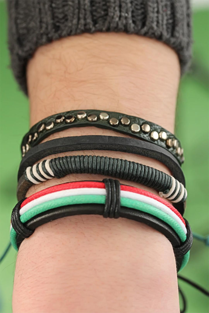 EBJ Mixed Color Multi Leather Men's Bracelet Combination - Norristown