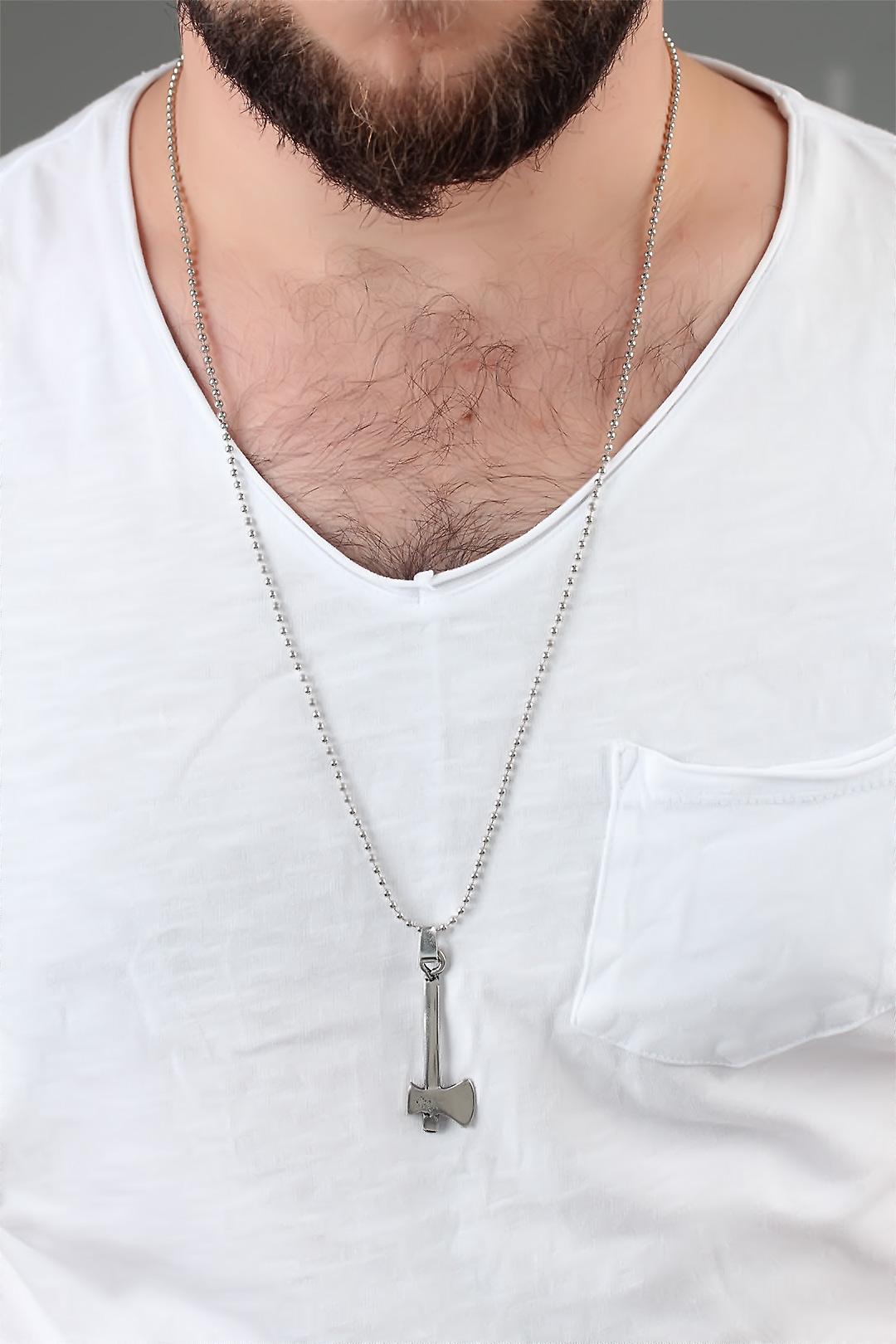 EBJ Silver Axe Men's Necklace - Goch
