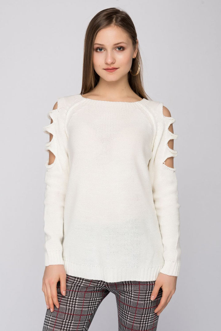 SNS Sense Ecru Sweater with Cut Shoulders - Lochau
