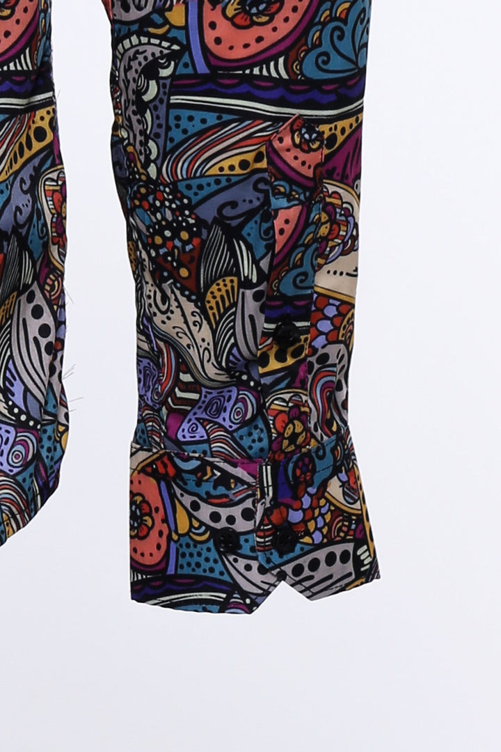 WSS Patterned Slim Fit Long Sleeves Multicolor Men Shirt  - St. Paul