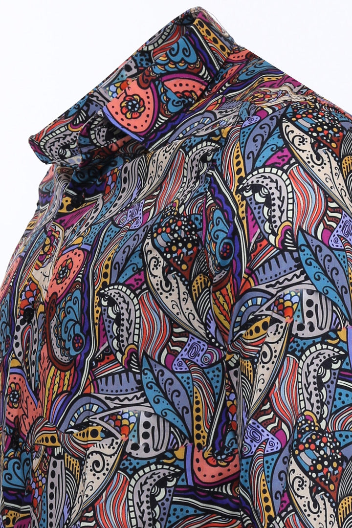 WSS Patterned Slim Fit Long Sleeves Multicolor Men Shirt  - St. Paul