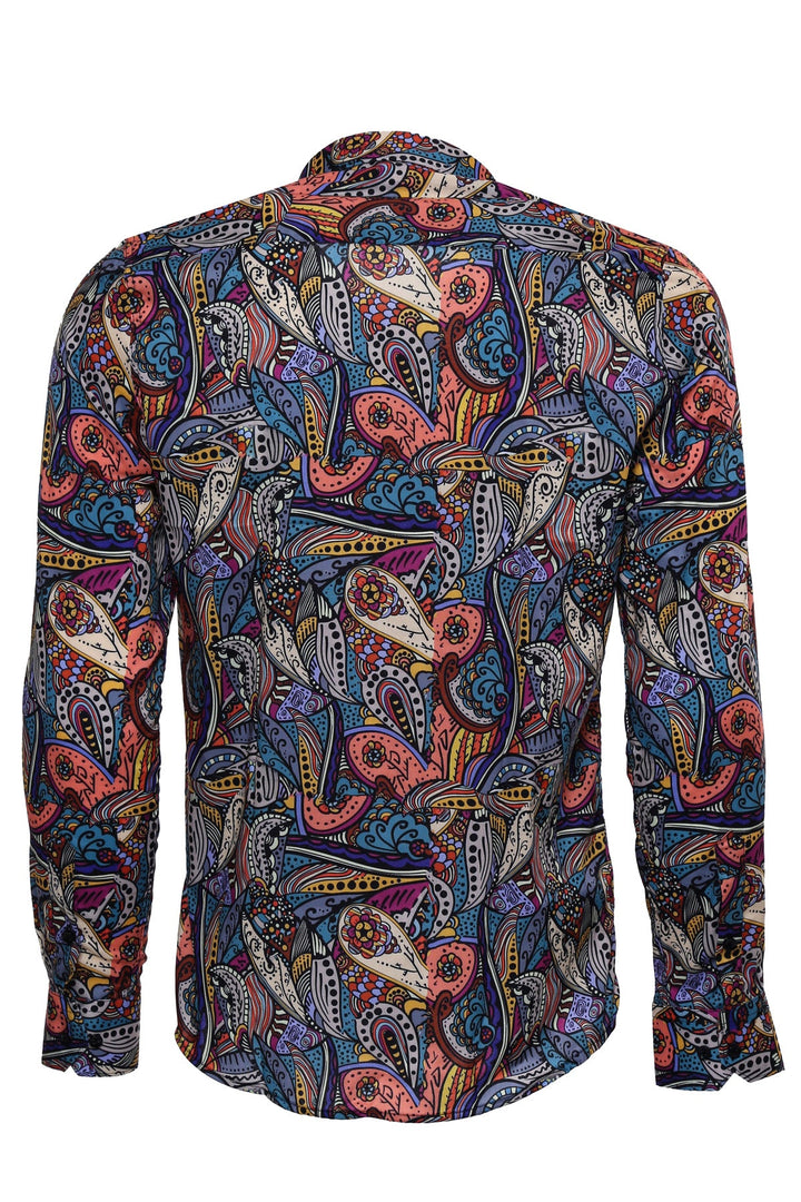 WSS Patterned Slim Fit Long Sleeves Multicolor Men Shirt  - St. Paul