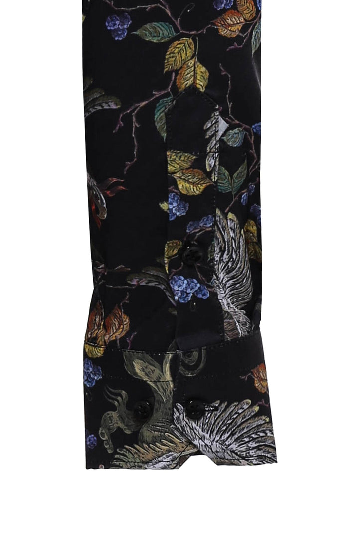 WSS Patterned Slim Fit Long Sleeves Black Men Shirt  - Medgidia