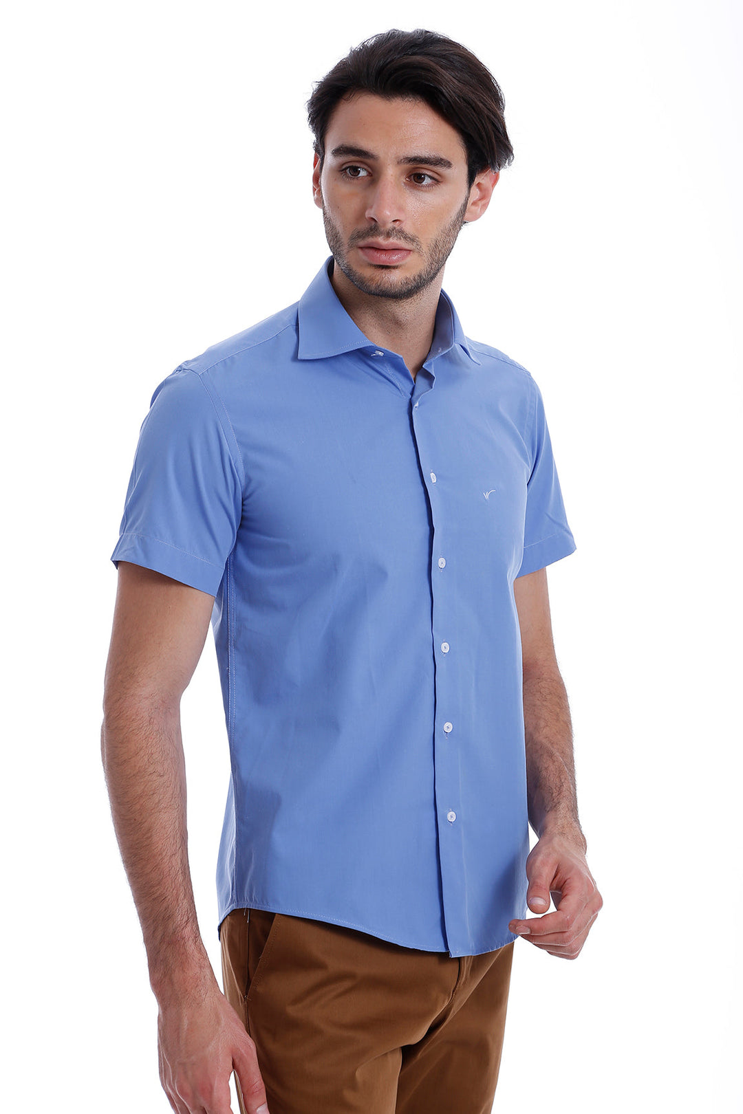 WSS Short Sleeve Poly Cotton Slim Fit Blue Men Shirt  - Chimalhuacán