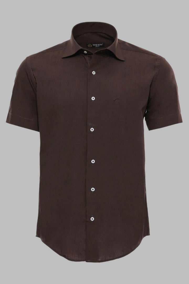 WSS Short Sleeve Cotton Brown Men Shirt  - Dalton