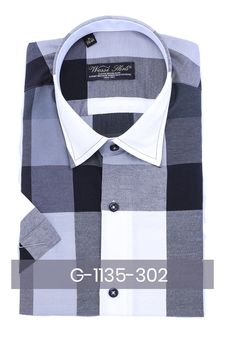 WSS Checked Short Sleeve White Men Shirt  - Colomiers