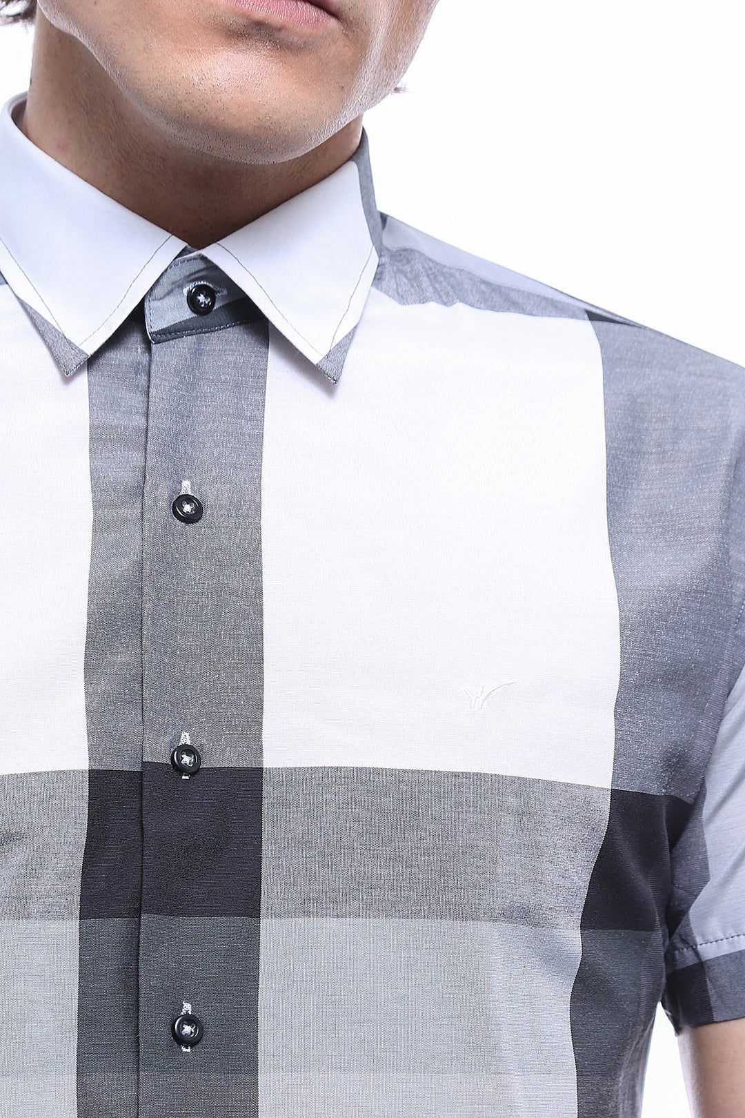 WSS Checked Short Sleeve White Men Shirt  - Colomiers