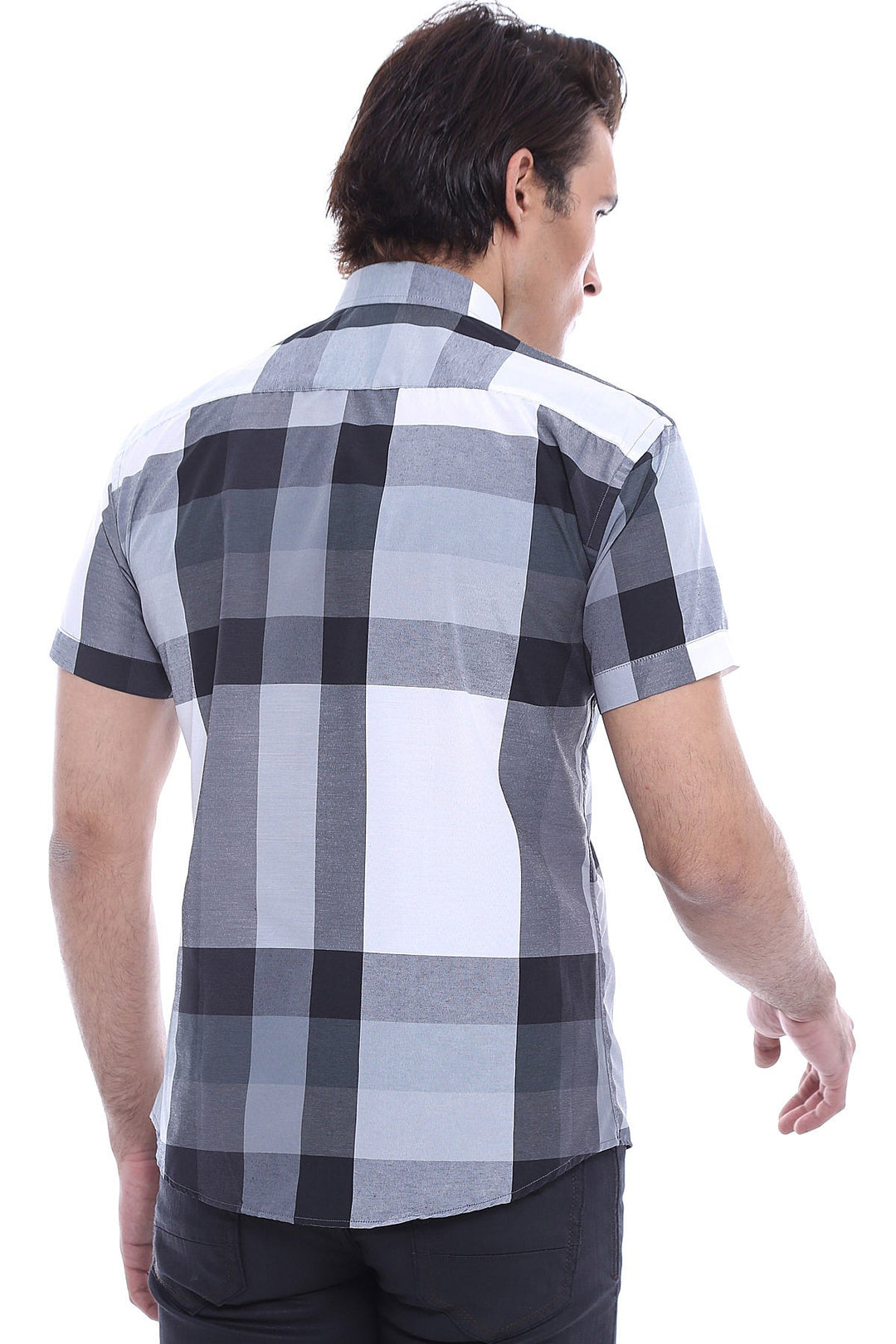 WSS Checked Short Sleeve White Men Shirt  - Colomiers