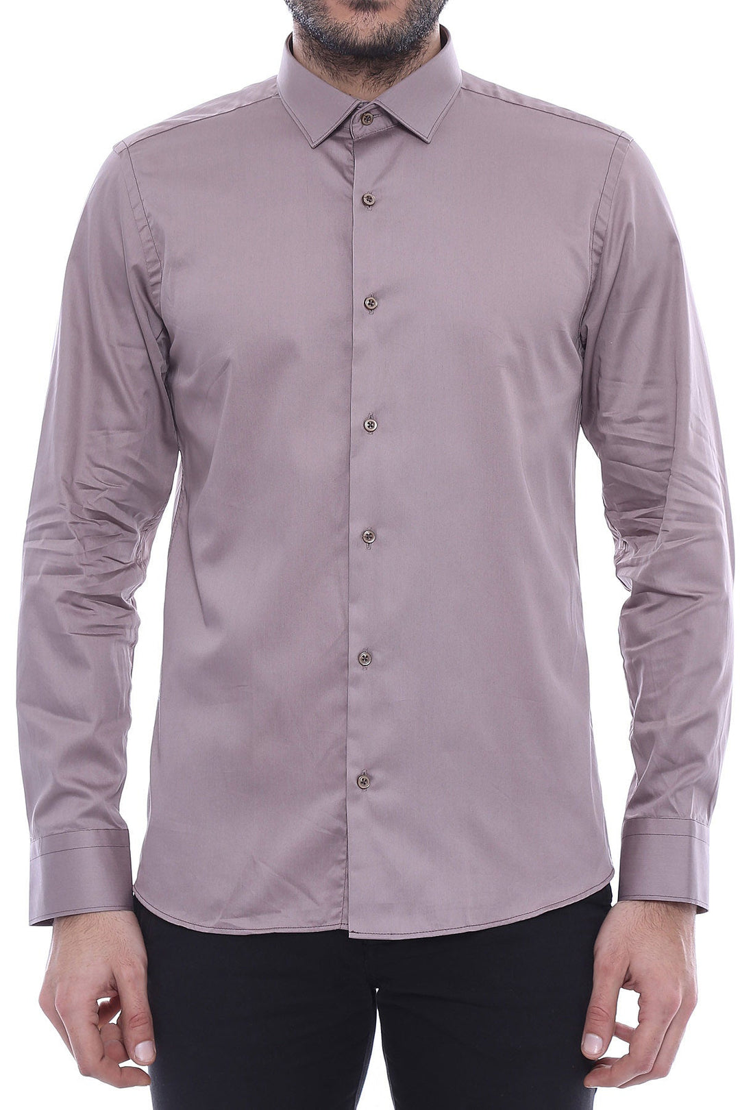 WSS Slim Fit Long Sleeves Grey Men Shirt  - Véroia