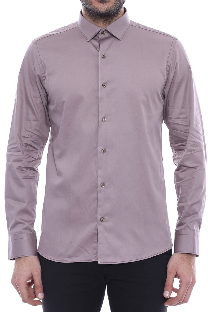 WSS Slim Fit Long Sleeves Grey Men Shirt  - Véroia