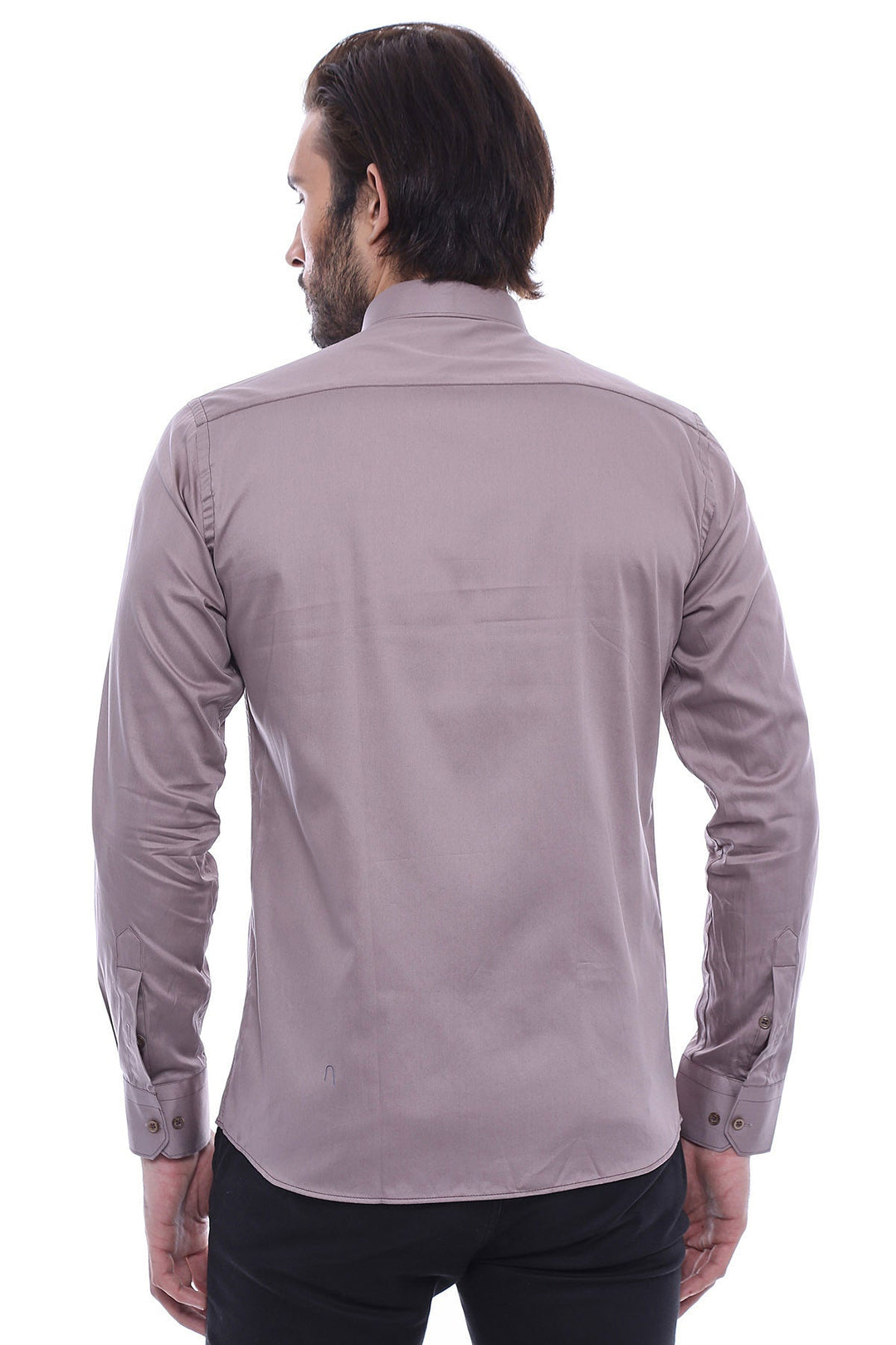 WSS Slim Fit Long Sleeves Grey Men Shirt  - Véroia