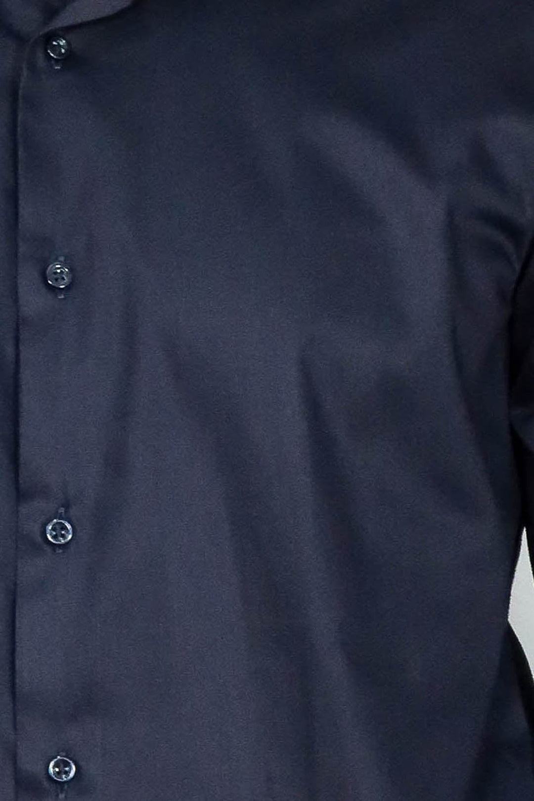 WSS Cotton Satin Slim Fit Long Sleeves Plain Navy Blue Men Shirt  - Ragusa