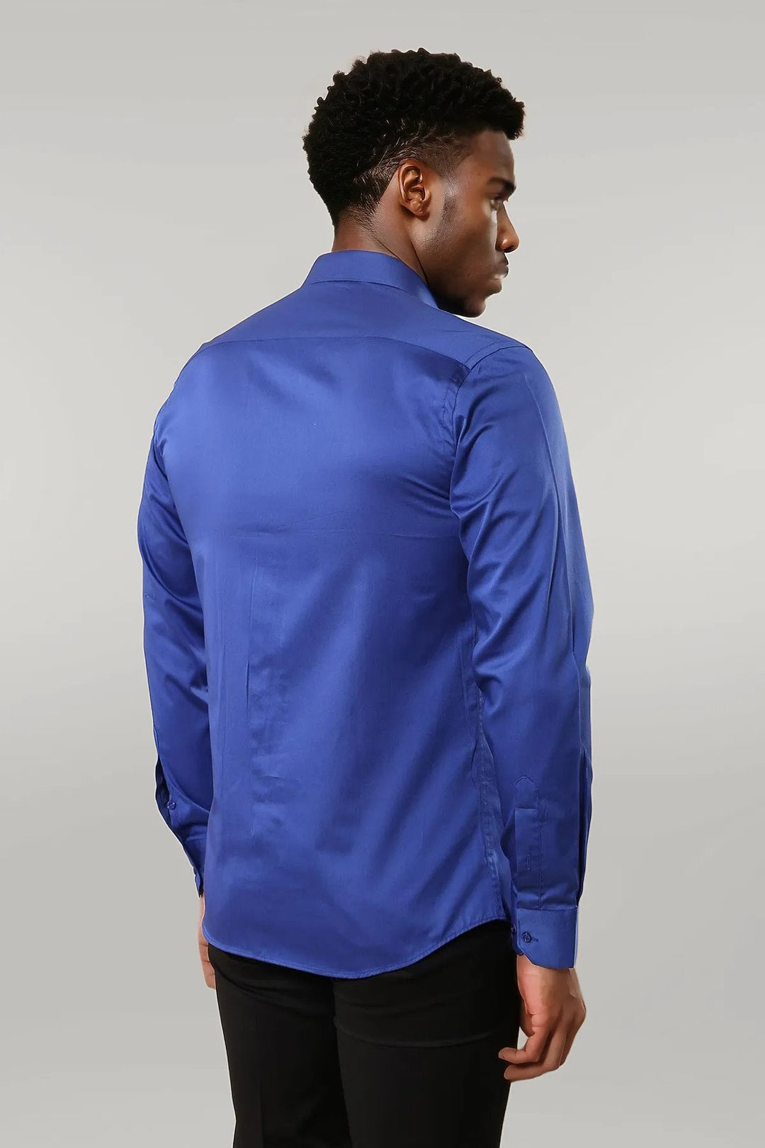 WSS Cotton Satin Slim Fit Blue Men Shirt  - Singen