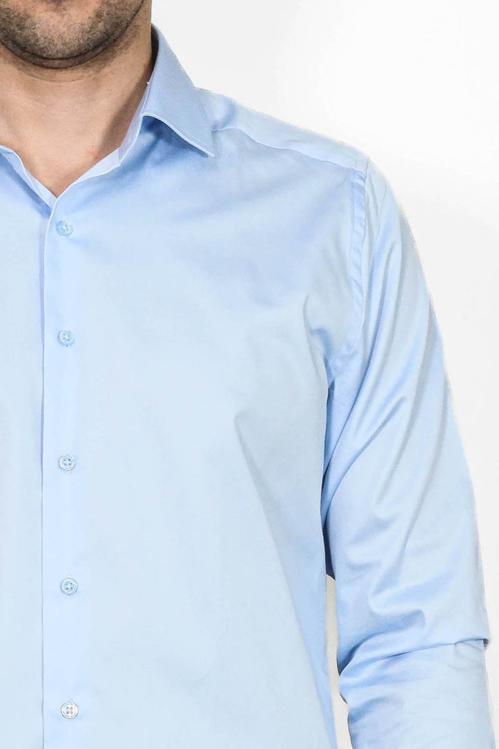 WSS Cotton Satin Sky Blue Men Shirt  - Palm Beach Gardens
