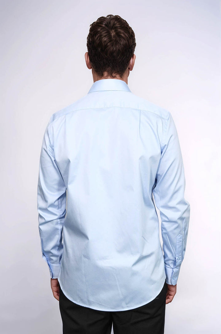 WSS Cotton Satin Sky Blue Men Shirt  - Palm Beach Gardens