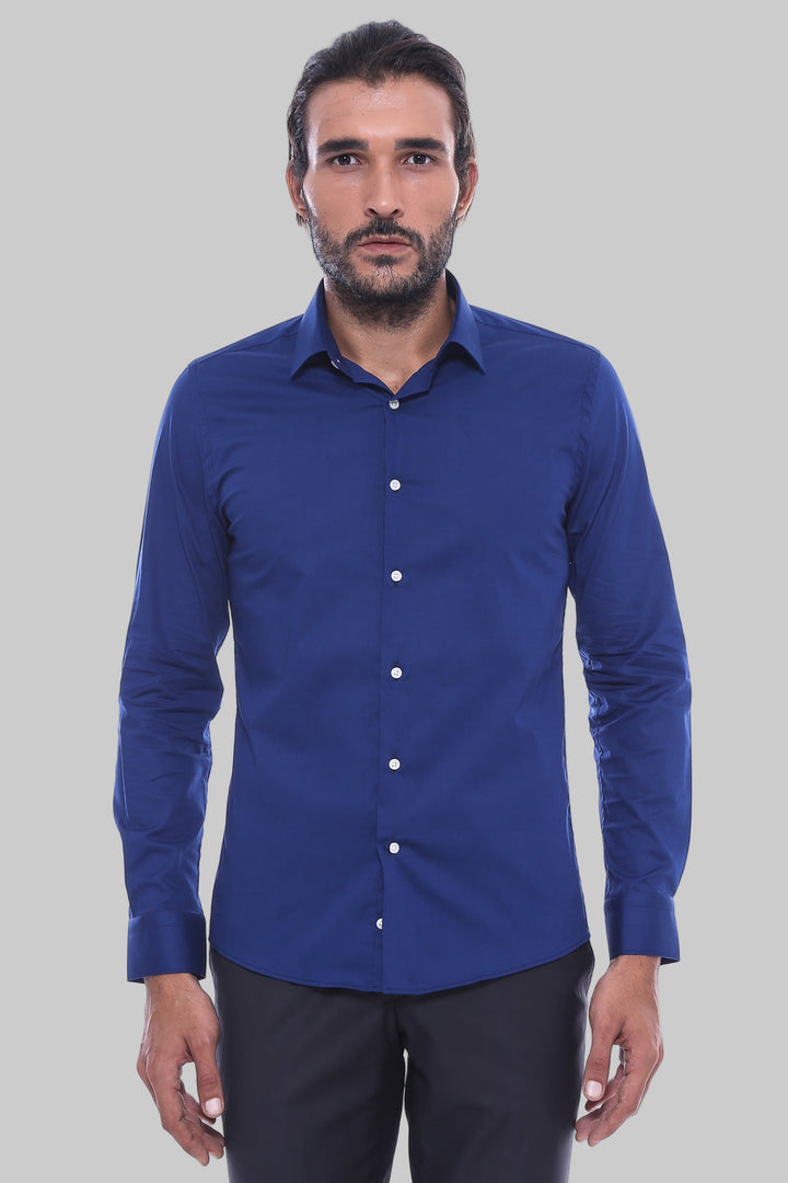 WSS Indigo Blue Slim Fit Men's Shirt  - La Courneuve