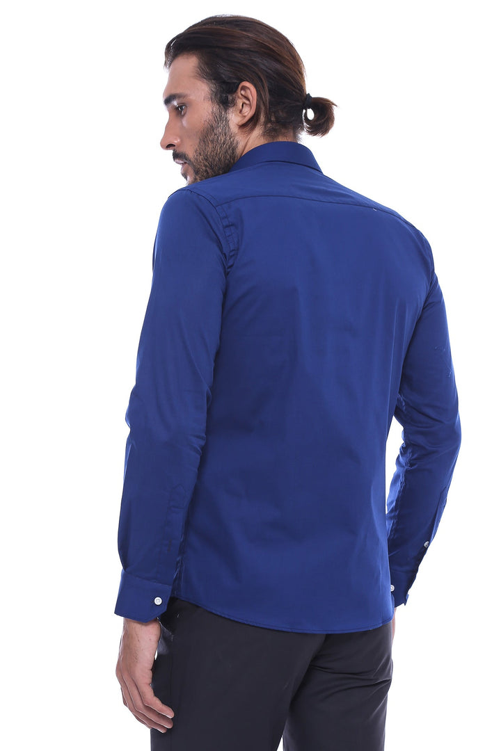 WSS Indigo Blue Slim Fit Men's Shirt  - La Courneuve