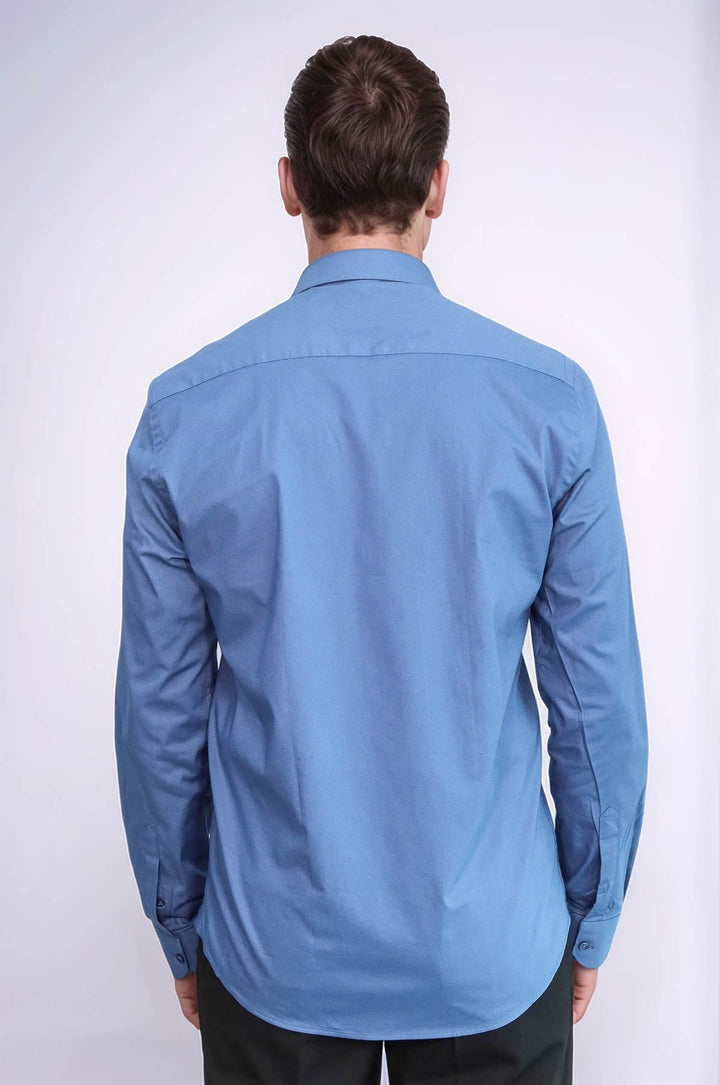 WSS Long Sleeve Slim-Fit Navy Blue Men Shirt  - Mainz