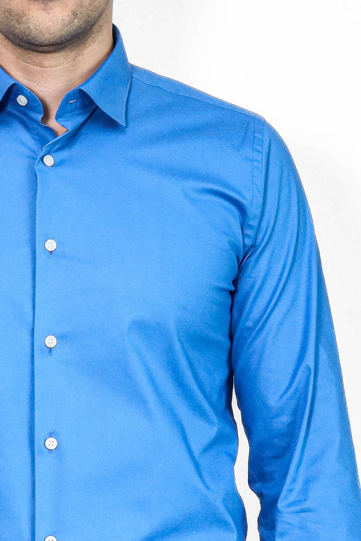 WSS Blue Slim Fit Men's Shirt  - Bloomington