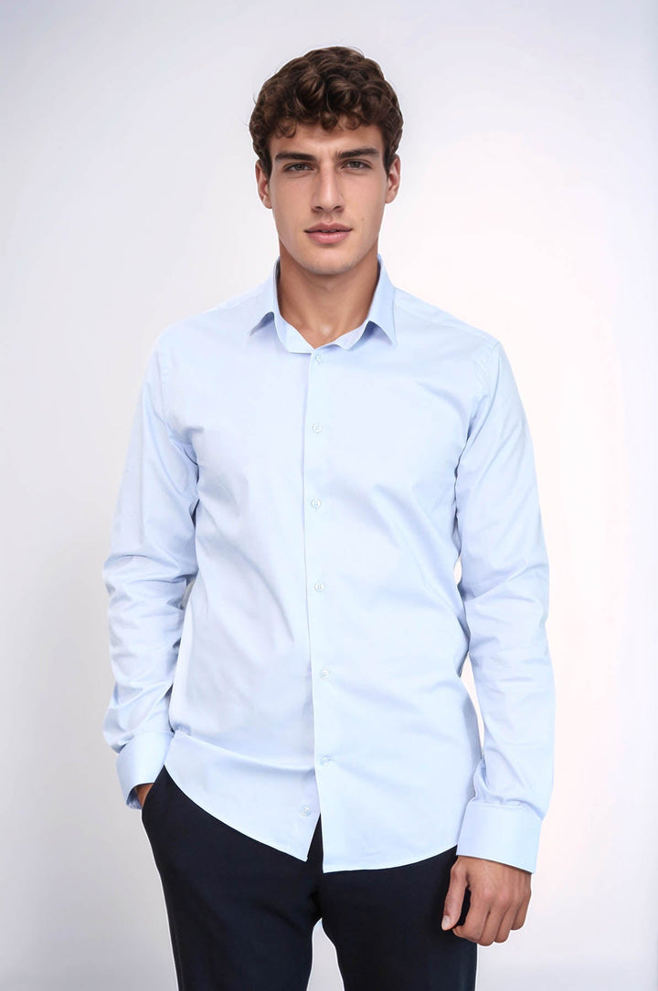 WSS Sky Blue Slim-Fit Long Sleeve Shirt  - Apaseo el Alto