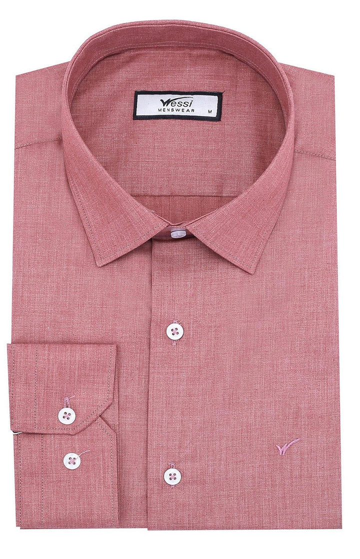 WSS Plain Slim Fit Long Sleeves Salmon Color Men Shirt  - Singen