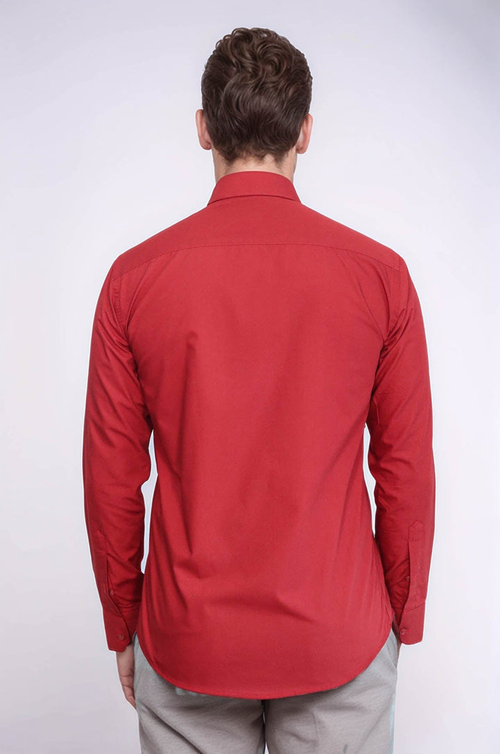 WSS Plain Slim Fit Claret Red Men Shirt  - Melito di Napoli