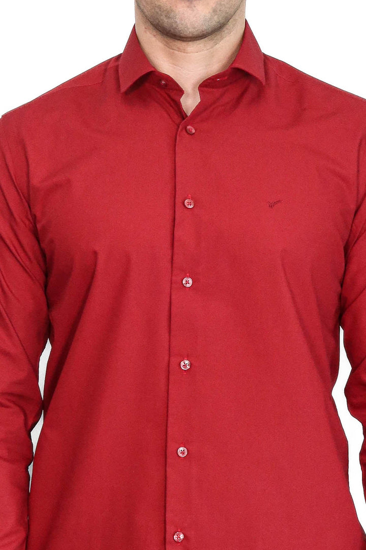 WSS Plain Slim Fit Claret Red Men Shirt  - Melito di Napoli