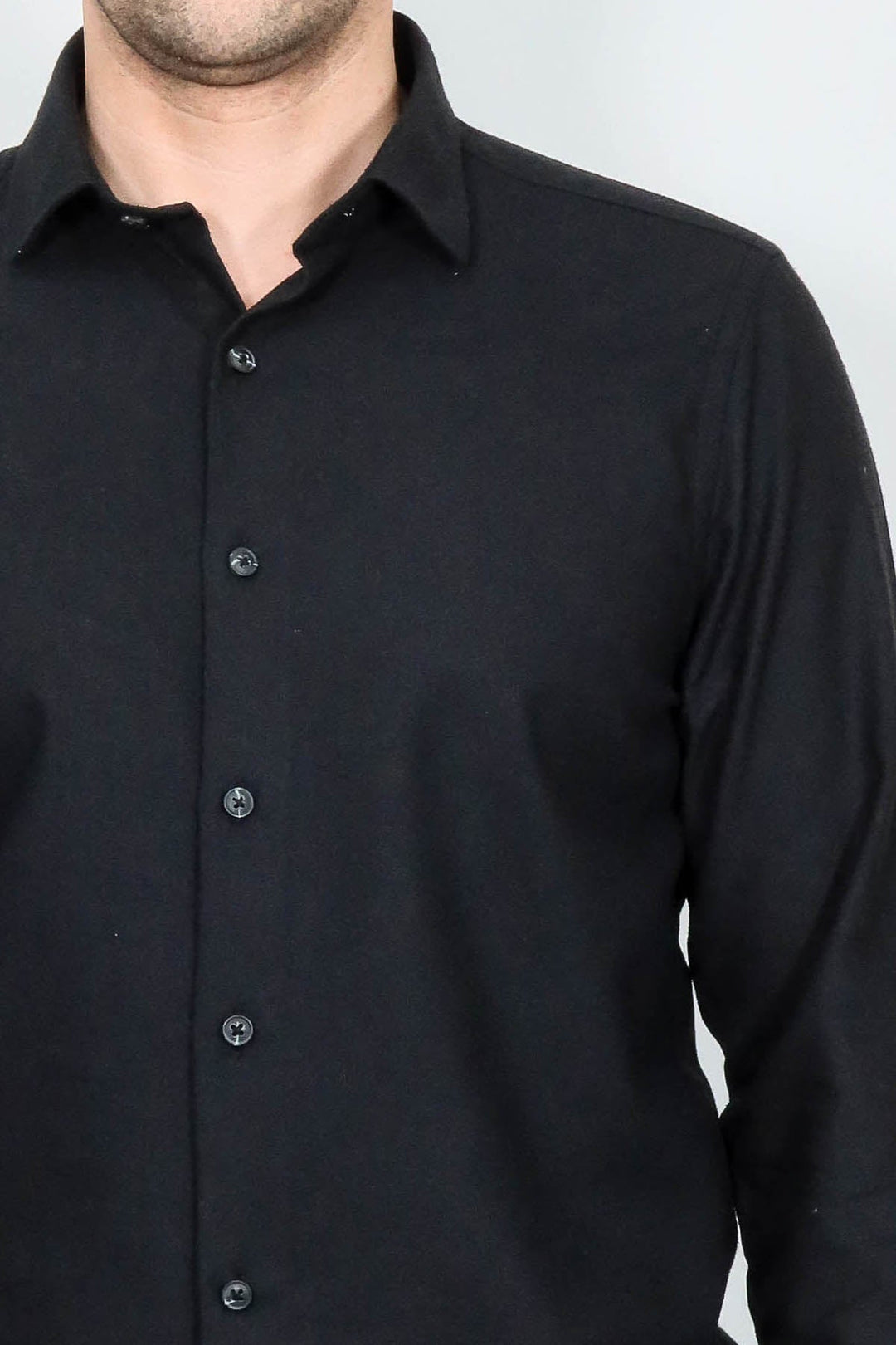 WSS Plain Slim Fit Black Men Lumberjack Shirt  - Quimper