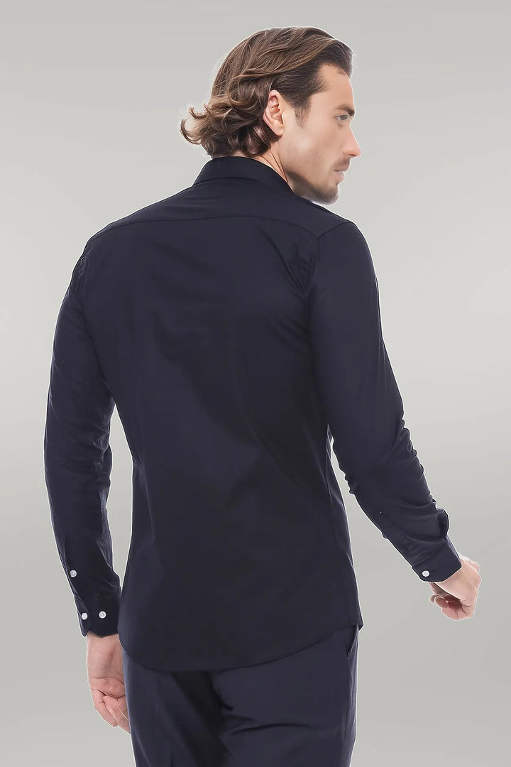 WSS Plain Slim Fit Black Men Lumberjack Shirt  - Singen