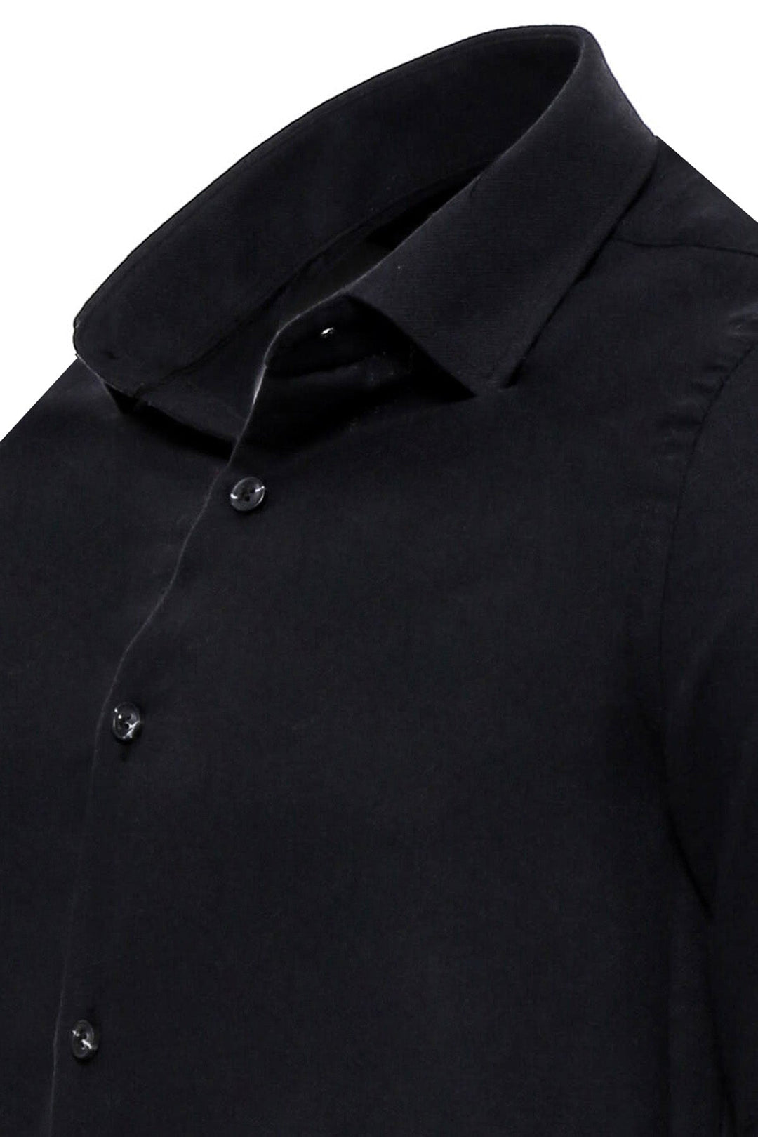 WSS Plain Slim Fit Black Men Lumberjack Shirt  - Singen