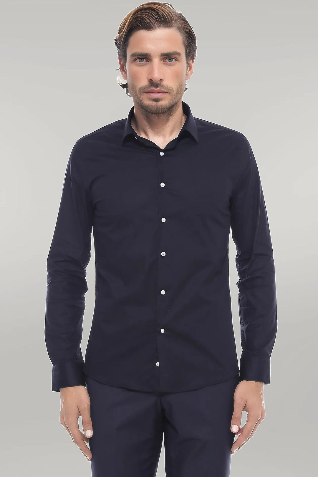WSS Plain Slim Fit Black Men Lumberjack Shirt  - Singen