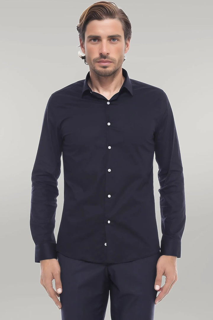 WSS Plain Slim Fit Black Men Lumberjack Shirt  - Singen