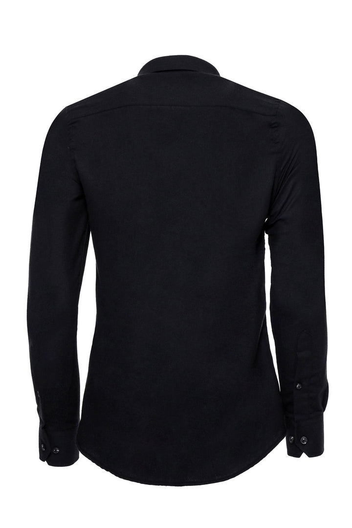 WSS Plain Slim Fit Black Men Lumberjack Shirt  - Singen