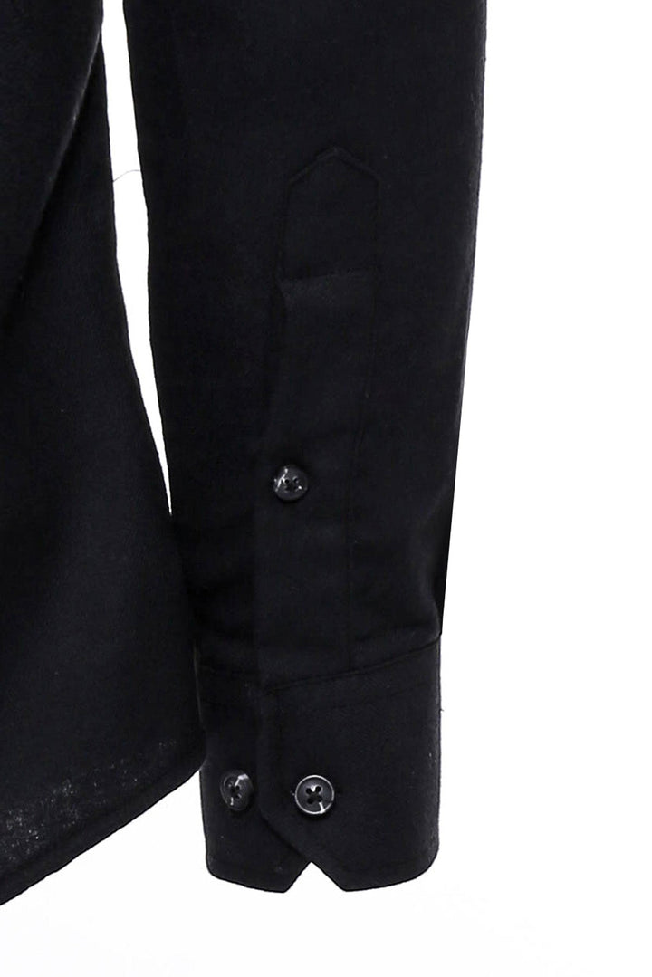 WSS Plain Slim Fit Black Men Lumberjack Shirt  - Singen