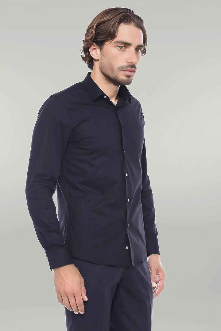 WSS Plain Slim Fit Black Men Lumberjack Shirt  - Singen