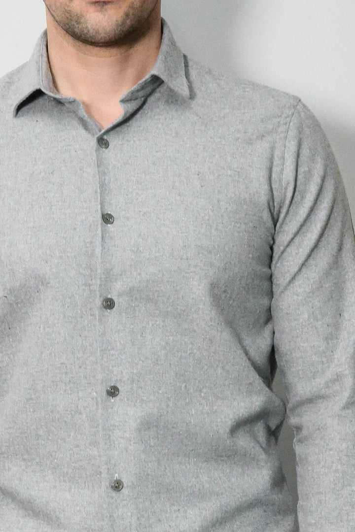 WSS Slim Fit Plain Light Grey Men Lumberjack Shirt  - Bradford