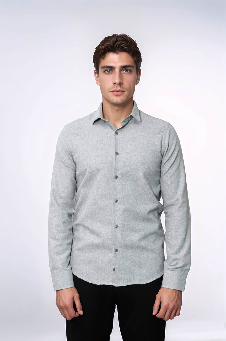 WSS Slim Fit Plain Light Grey Men Lumberjack Shirt  - Bradford