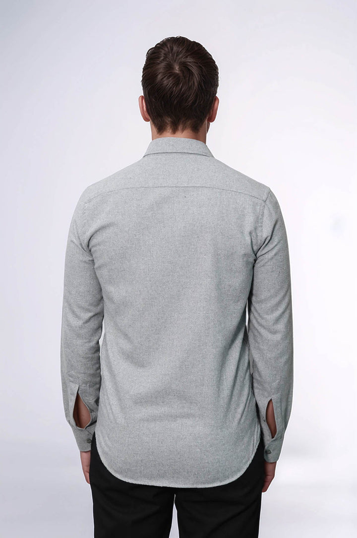 WSS Slim Fit Plain Light Grey Men Lumberjack Shirt  - Bradford