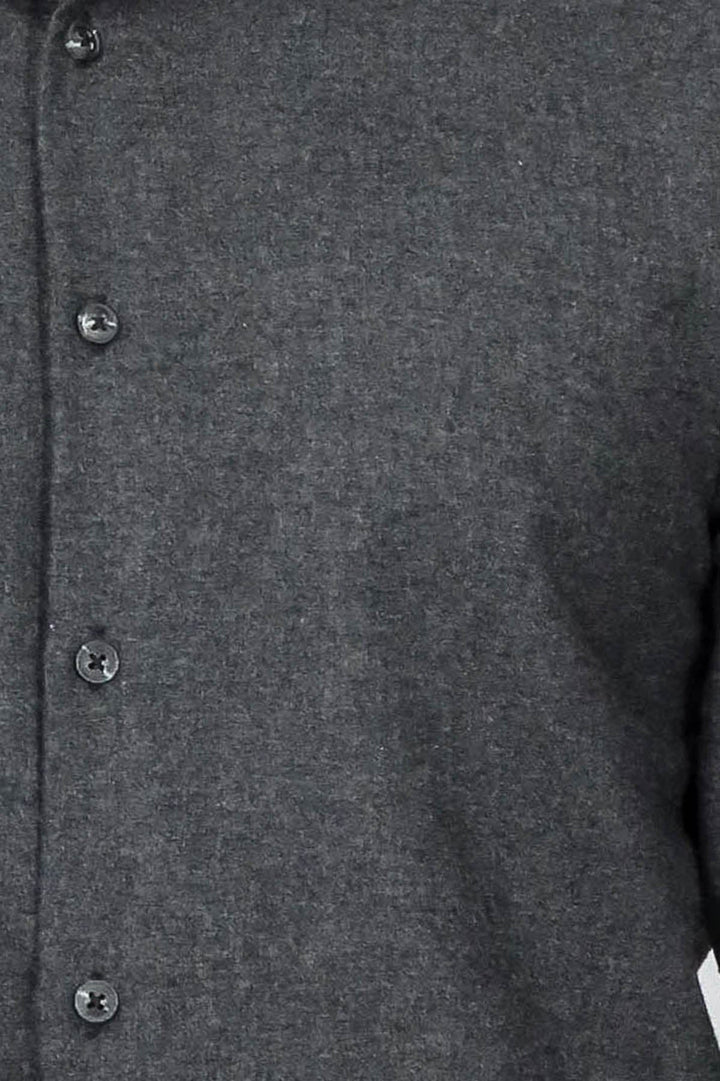 WSS Slim Fit Plain Dark Grey Men Lumberjack Shirt  - North Hempstead