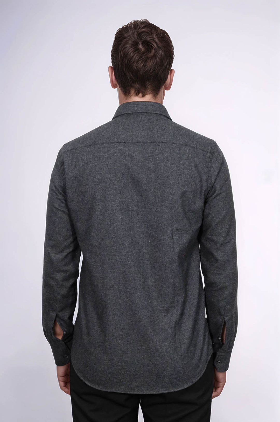 WSS Slim Fit Plain Dark Grey Men Lumberjack Shirt  - North Hempstead