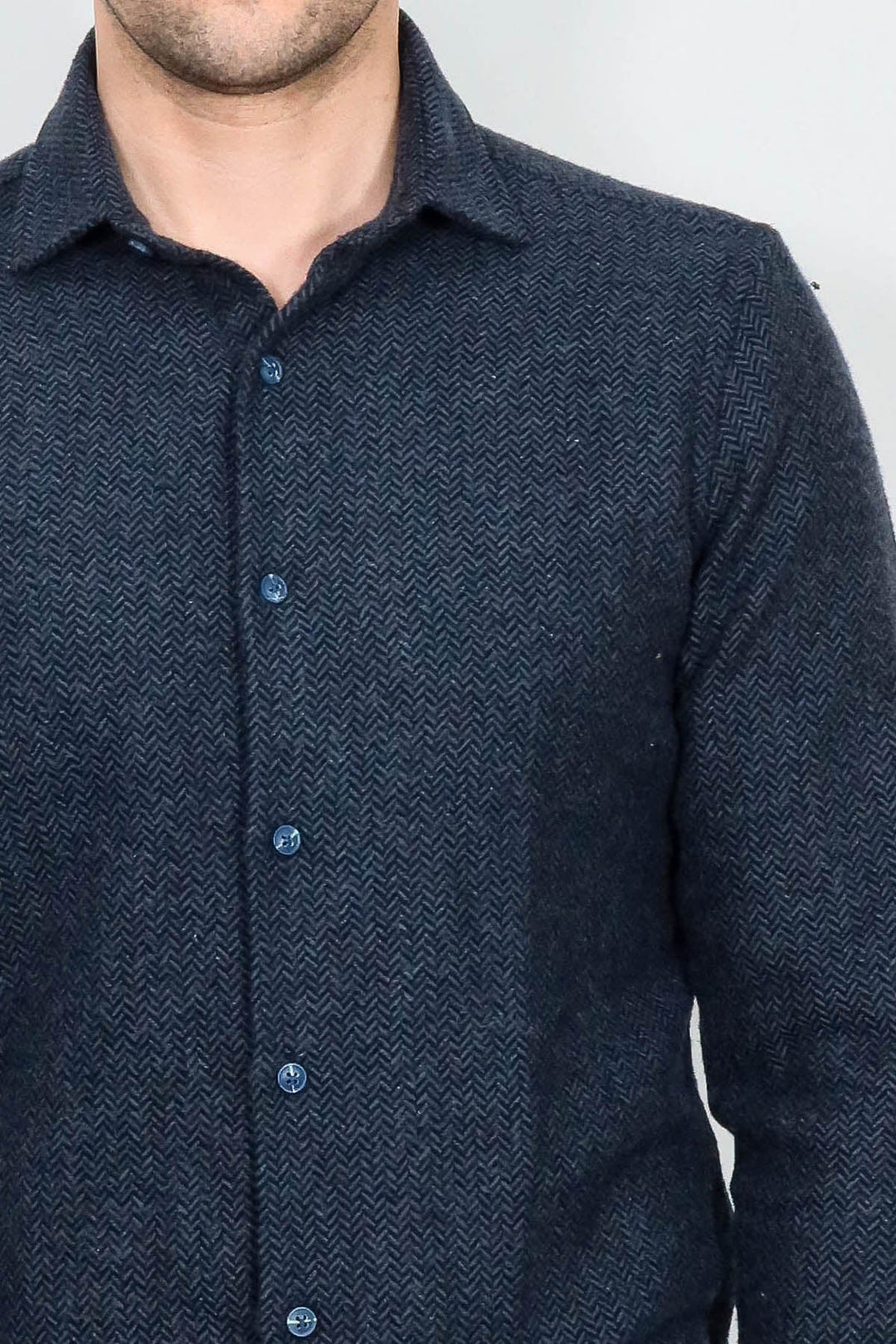 WSS Winter Navy Blue Patterned Men's Lumberjack Shirt  - Irving