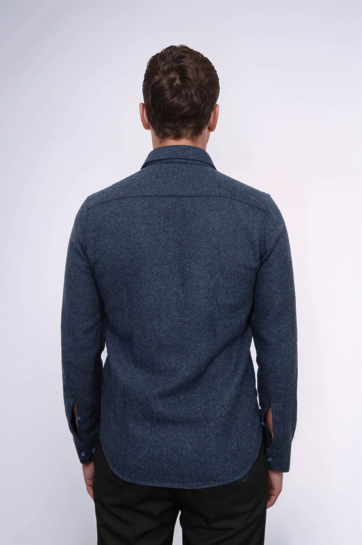 WSS Winter Navy Blue Patterned Men's Lumberjack Shirt  - Tinley Park