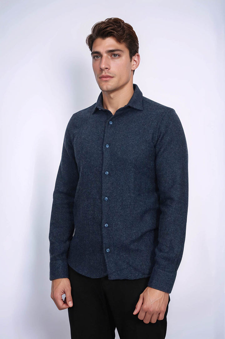 WSS Winter Navy Blue Patterned Men's Lumberjack Shirt  - Tinley Park