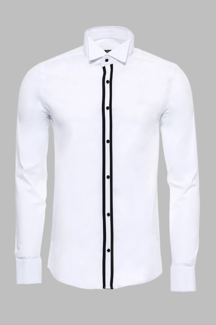 WSS Button Detailed White Formal Shirt  - Singen